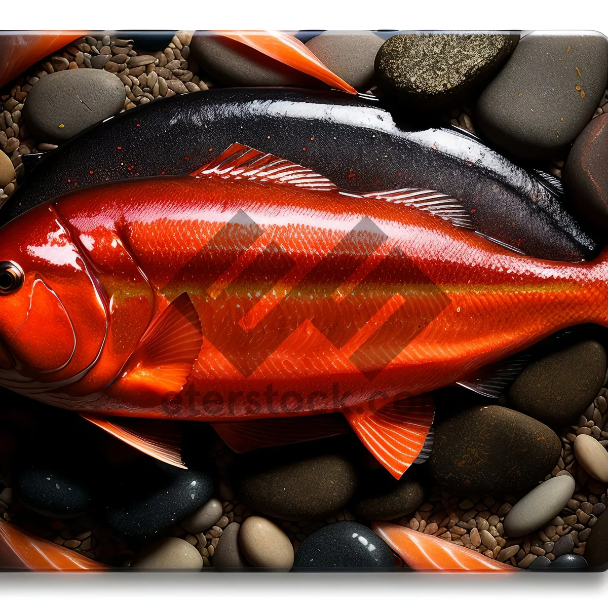 Picture of Hand holding fish with cockroach on baseball glove.