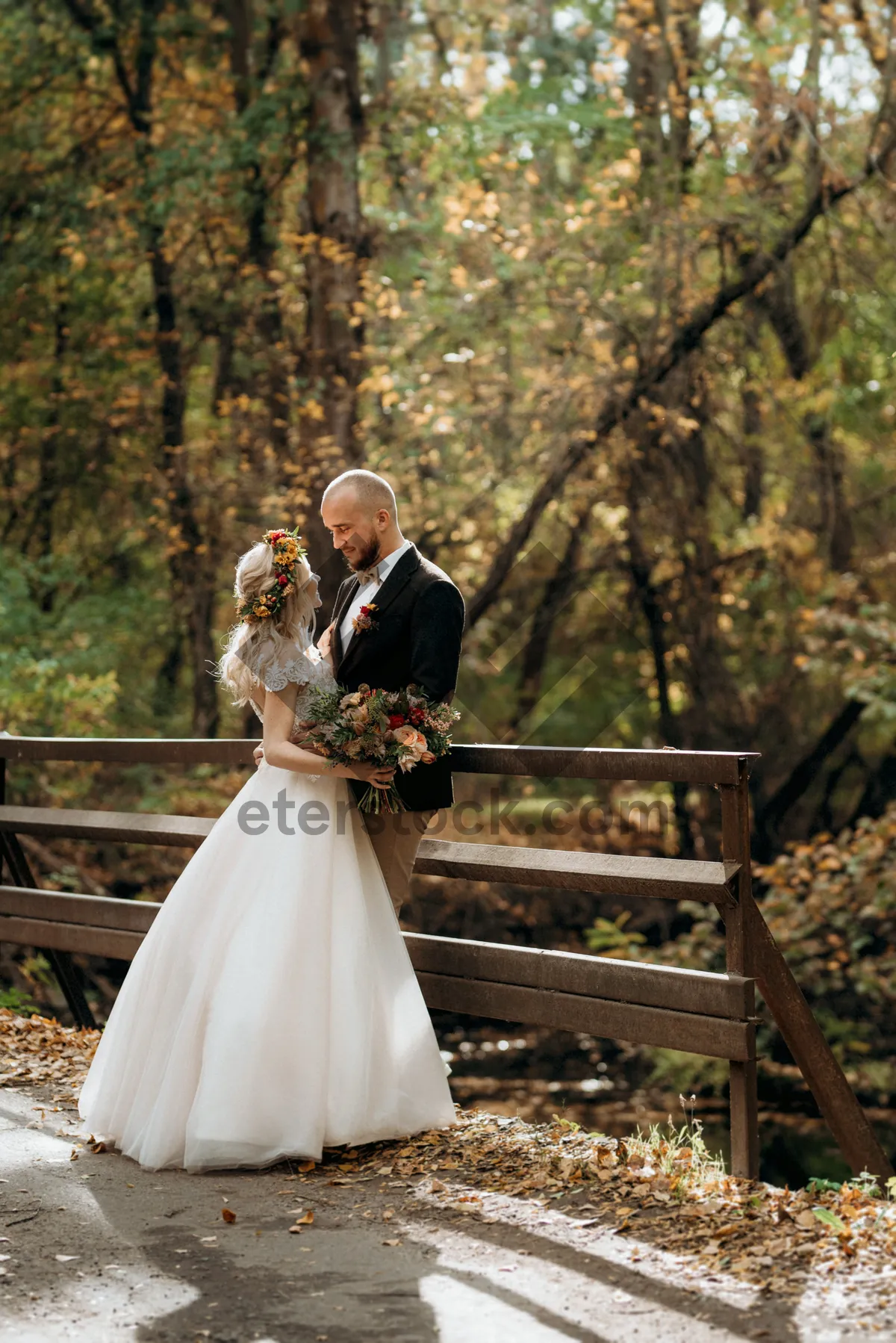 Picture of Happy Wedding Couple Smiling in Love Portrait