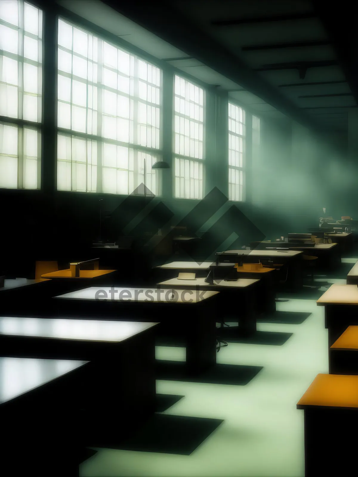 Picture of Modern Wood Table with Comfortable Chairs in an Elegant Interior