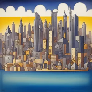 Colorful office building in the cityscape