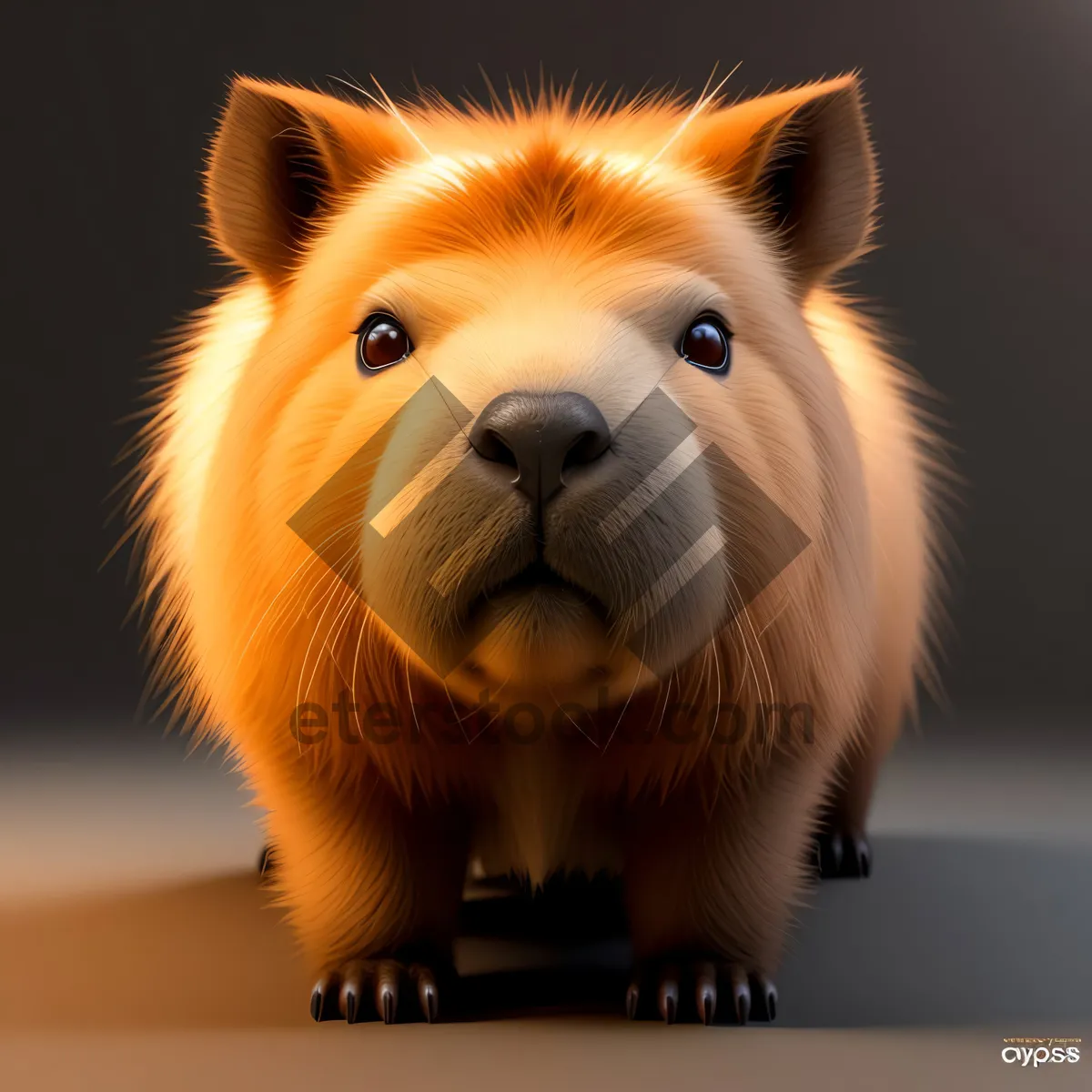 Picture of Furry Guinea Pig Posing in Studio, Adorable and Fluffy