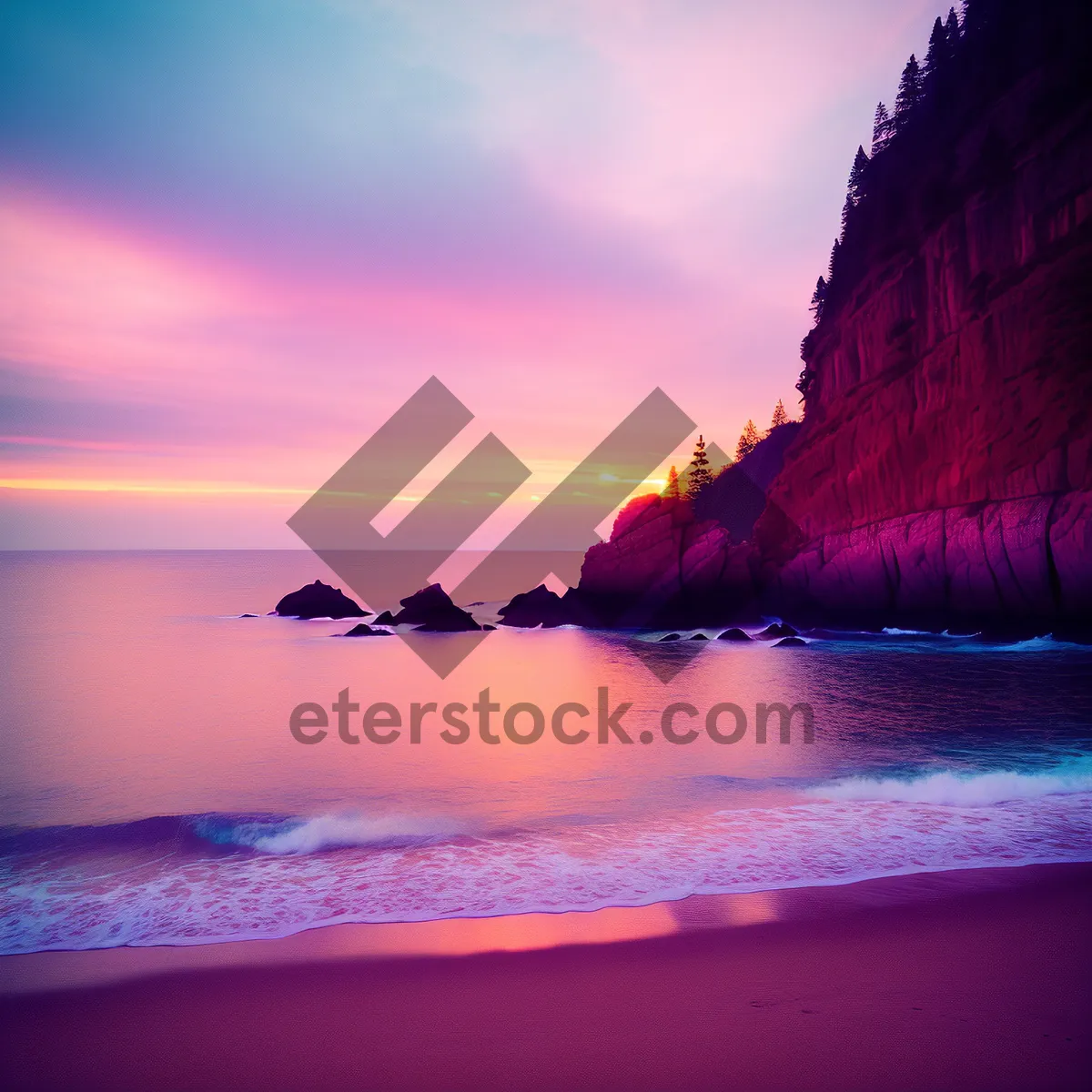 Picture of Sunset Reflection over Ocean Beach