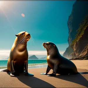 Wild Sea Lion Relaxing on Sandy Beach"
"Playful Eared Seal in the Ocean"
"Majestic Seal in its Marine Habitat"
"Adorable Sea Lion Enjoying Aquatic Life"
"Lively Seal in the Arctic Waters