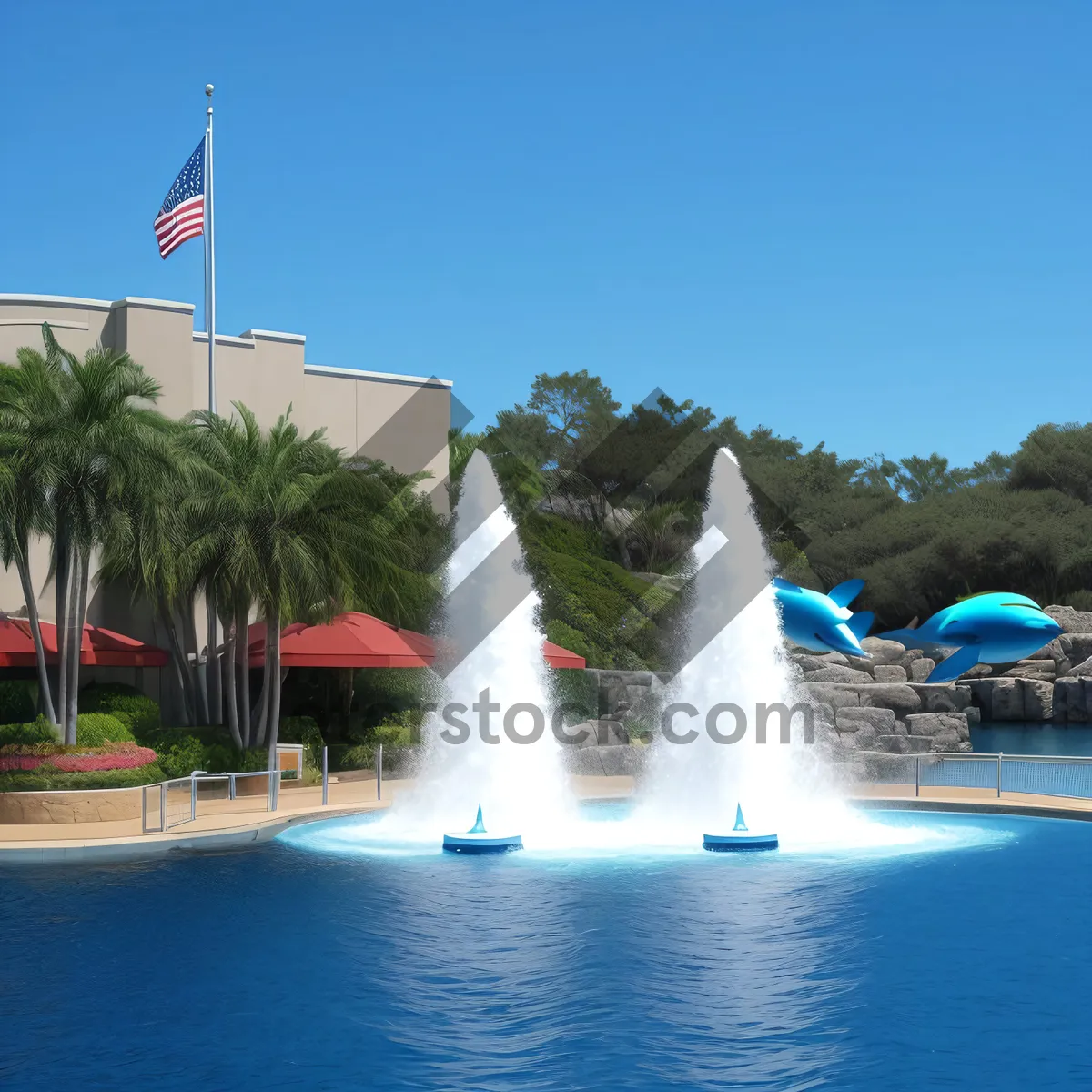 Picture of City Resort Fountain With Skyline Reflection