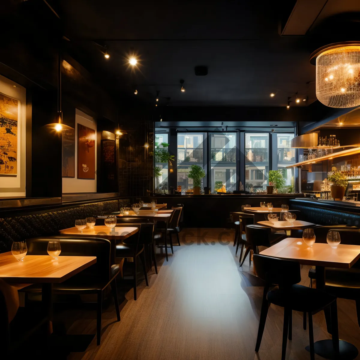 Picture of Modern Interior Design of Luxury Restaurant - Tables and Chairs