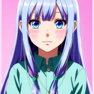 Fashionable Charm - Model's Enchanting Portrait in Cartoon Style