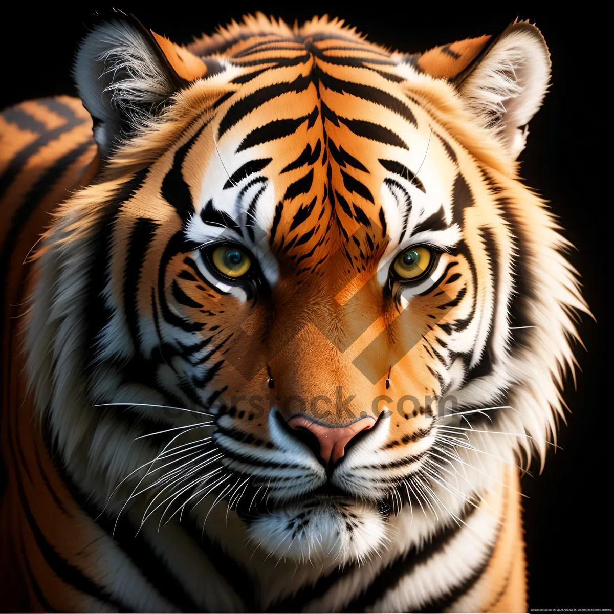 Picture of Striped Tiger Cat - Majestic Wild Predator with Striking Fur