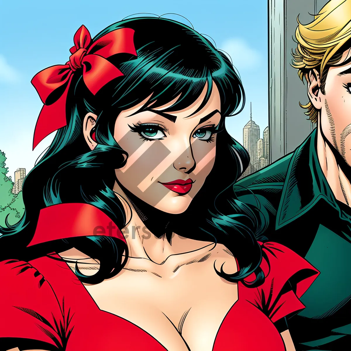 Picture of Cartoon Coquette: Fashionable, Sexy Lady with Flawless Hair