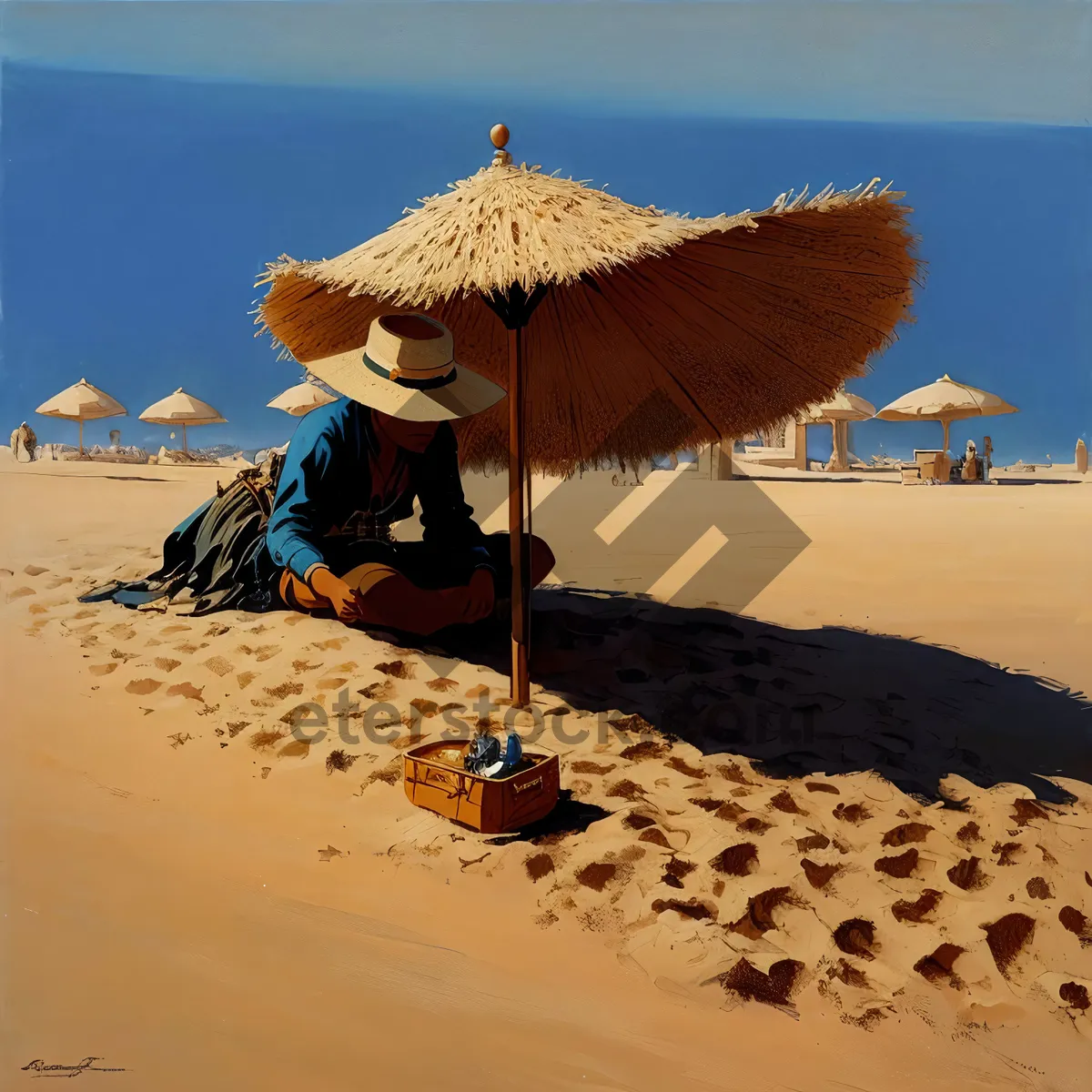 Picture of Paradise Beach: Tropical Relaxation Under Palm Umbrella