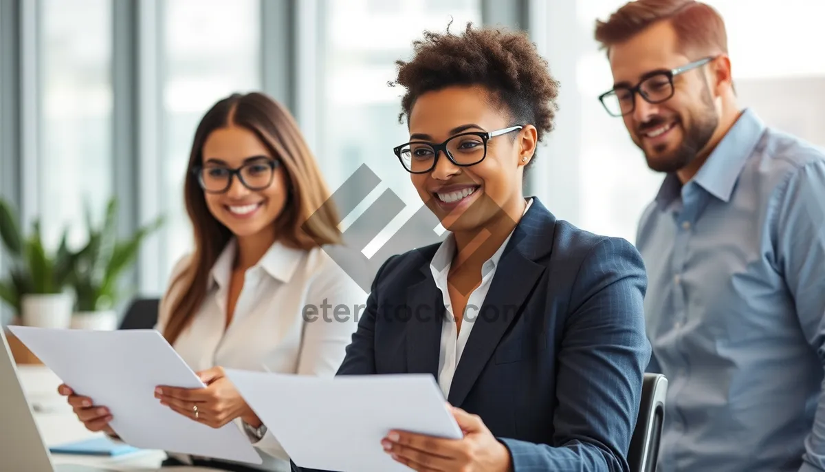 Picture of Successful Business Professionals Smiling in Modern Office Setting.