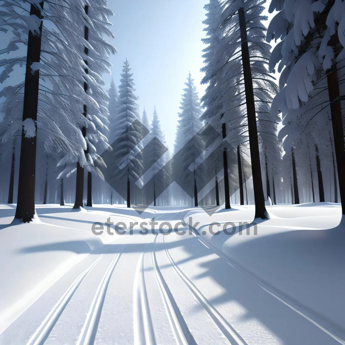 Picture of Winter Wonderland: Majestic Mountain Road through Snowy Forest