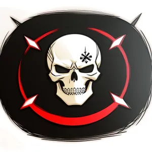 Pirate Heraldry Icon: Japanese Inspired Shield Design