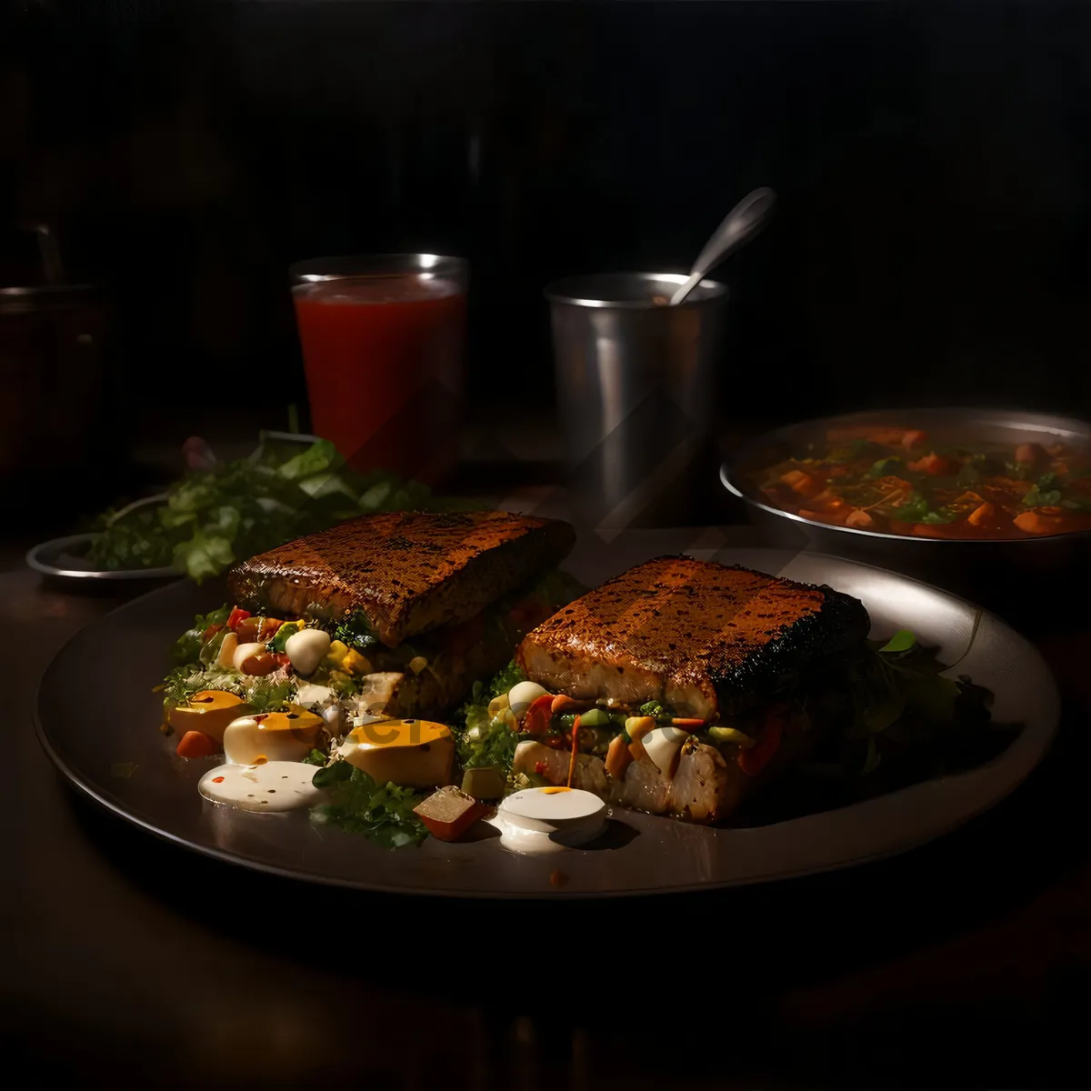 Picture of Healthy Vegetable Salad with Grilled Steak