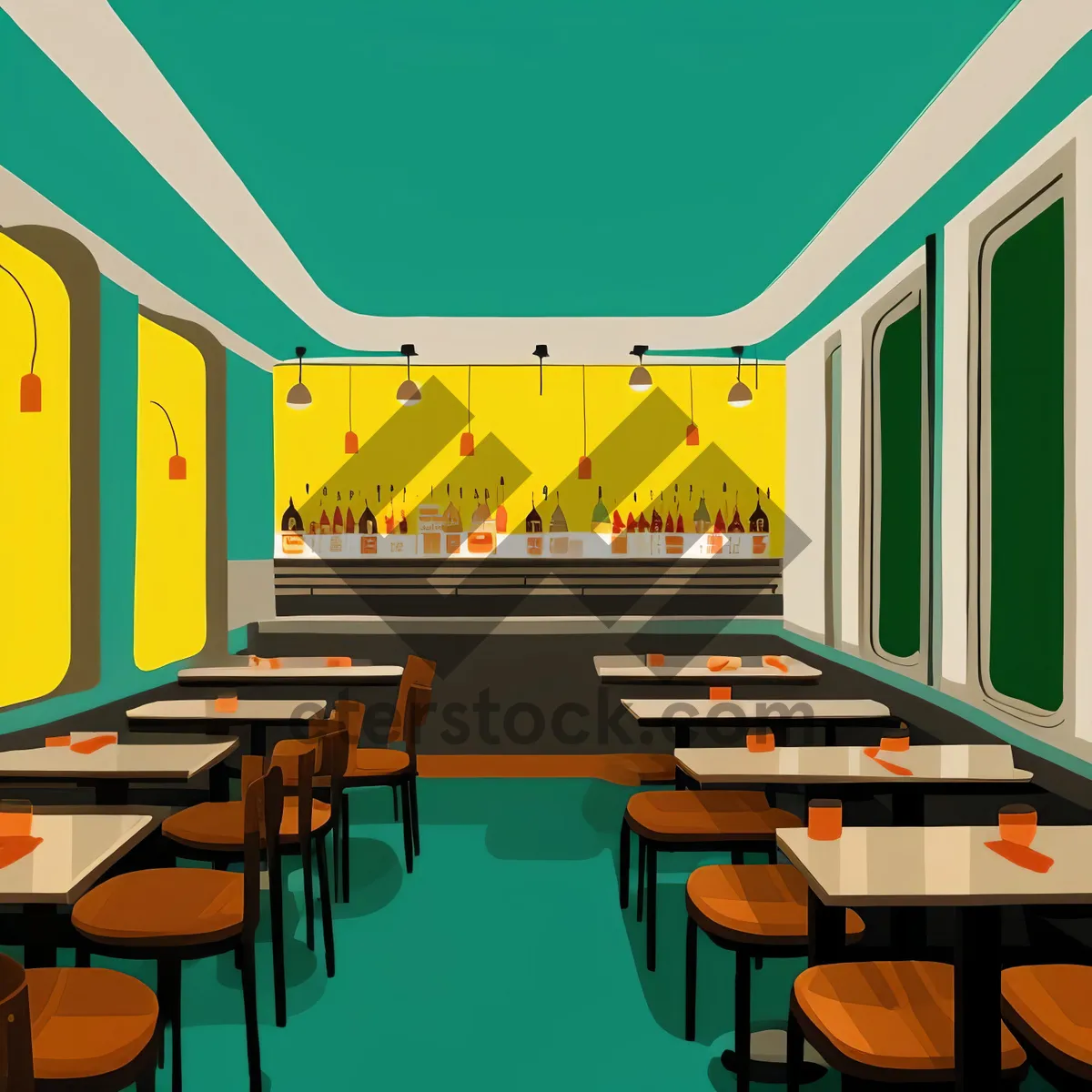 Picture of Modern luxury interior with wooden furniture and lamp