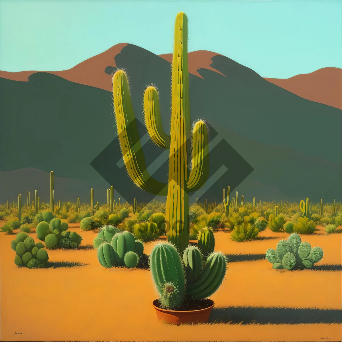 Picture of Saguaro Sunset: Majestic Desert Landscape with Cacti