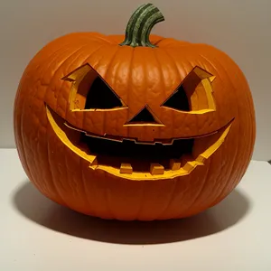 Festive Fall Jack-O'-Lantern Smiling in Darkness