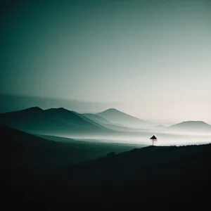 Sunset over Highland Mountains in Summer Landscape