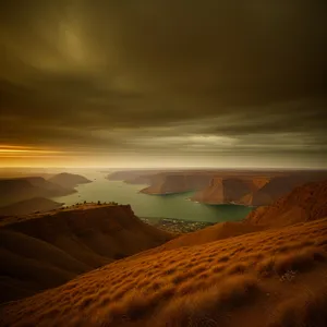 Golden Sunset Over Sand Dunes