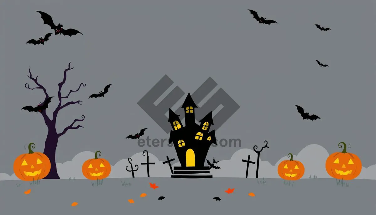 Picture of Spooky Moonlit Halloween Night Silhouette Pumpkin Patch