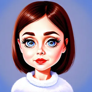 Fashionable Cartoon Face with Stylish Haircut