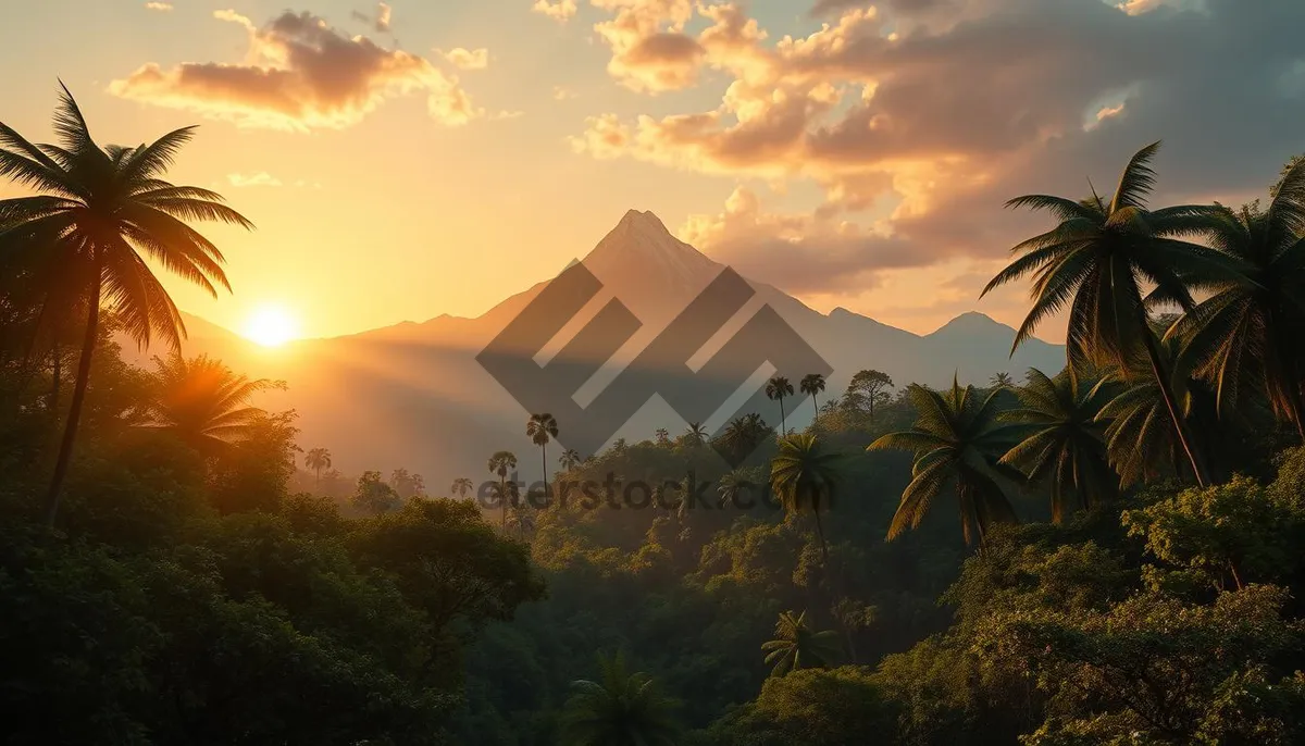 Picture of Starry Sunset Over Mountainous Landscape