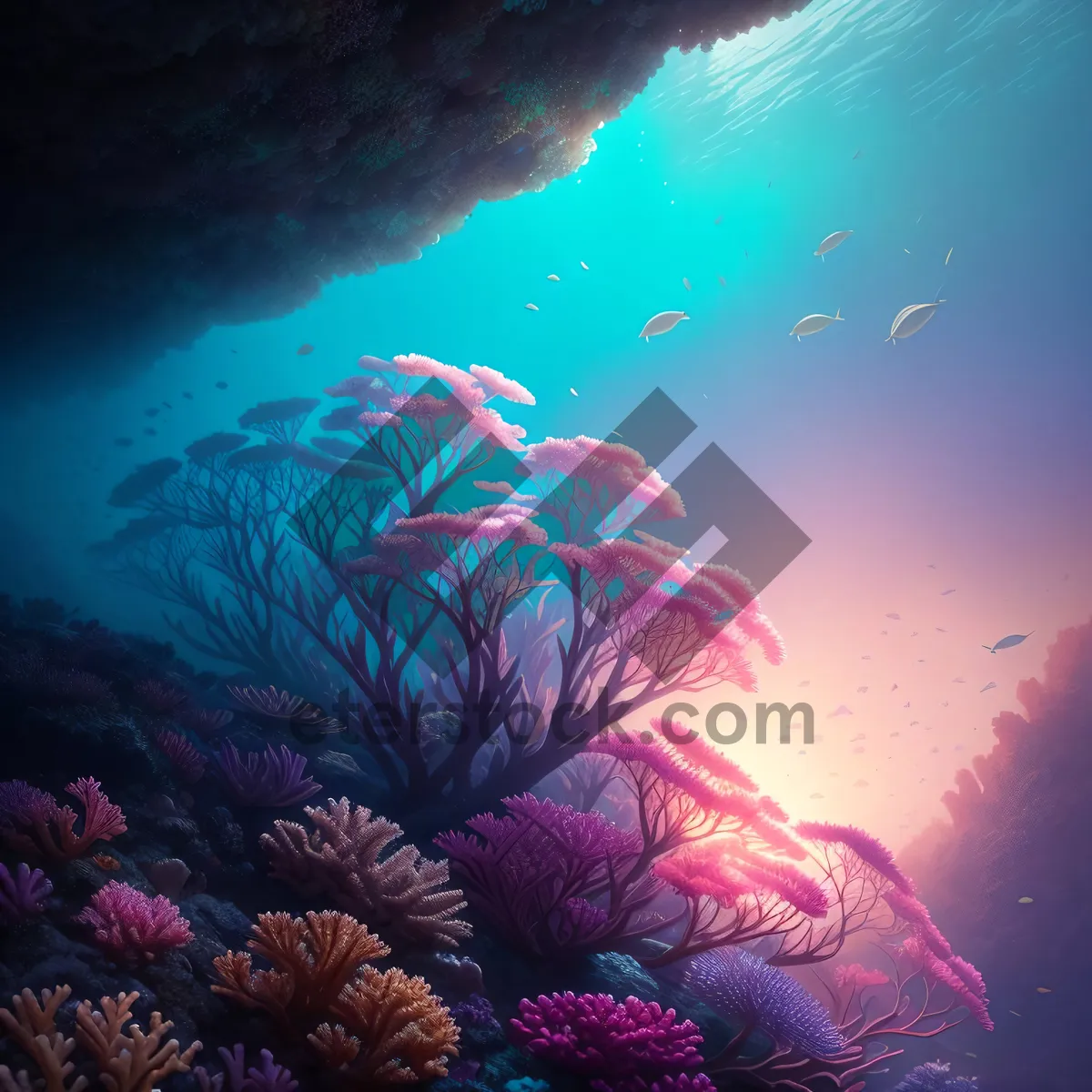 Picture of Vibrant Tropical Coral Reef beneath Celestial Waters