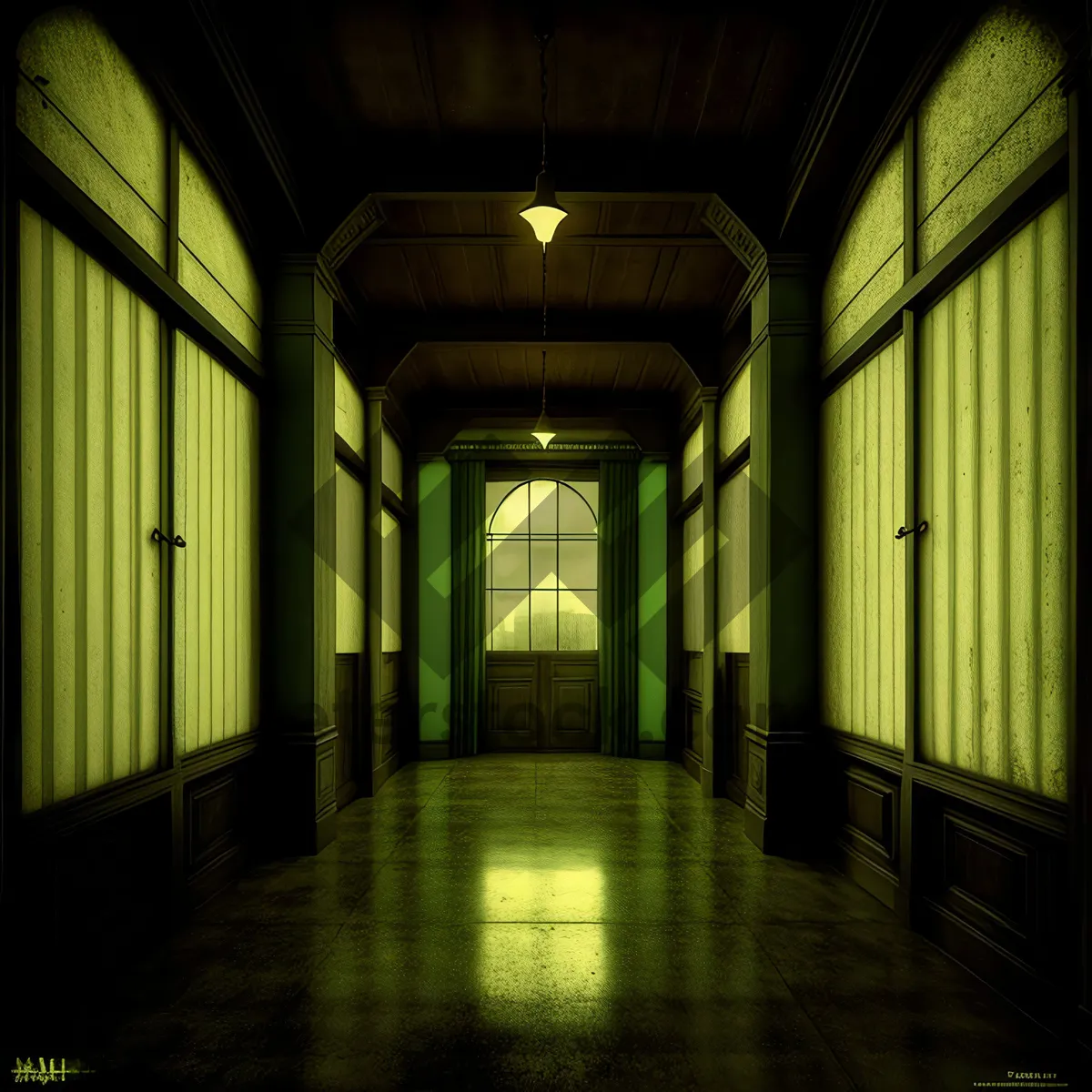 Picture of Vintage Prison Hallway with Ornate Columns