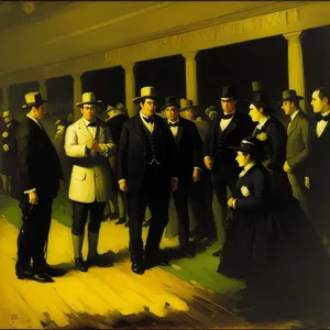 Businessmen Gathering with Brass Instruments in Silhouette