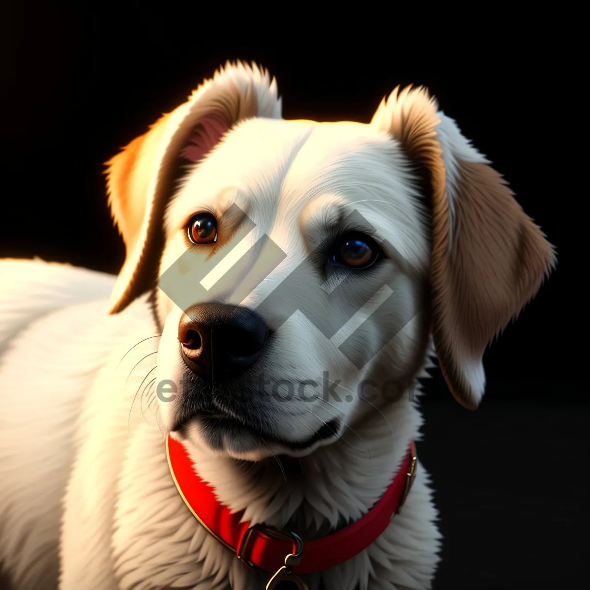 Picture of Golden Retriever Puppy: Adorable Canine Companion in Studio Portrait