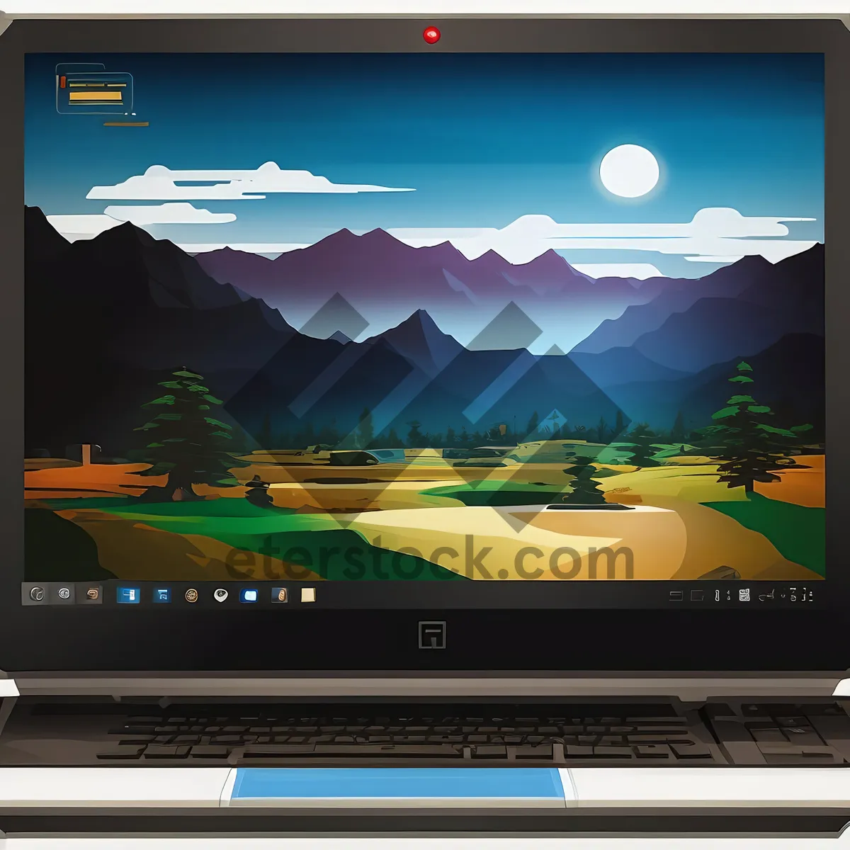 Picture of Modern wireless laptop for digital business work