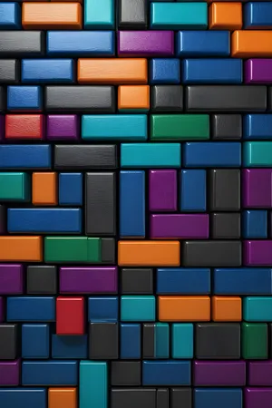 Colorful geometric square mosaic design wallpaper pattern.