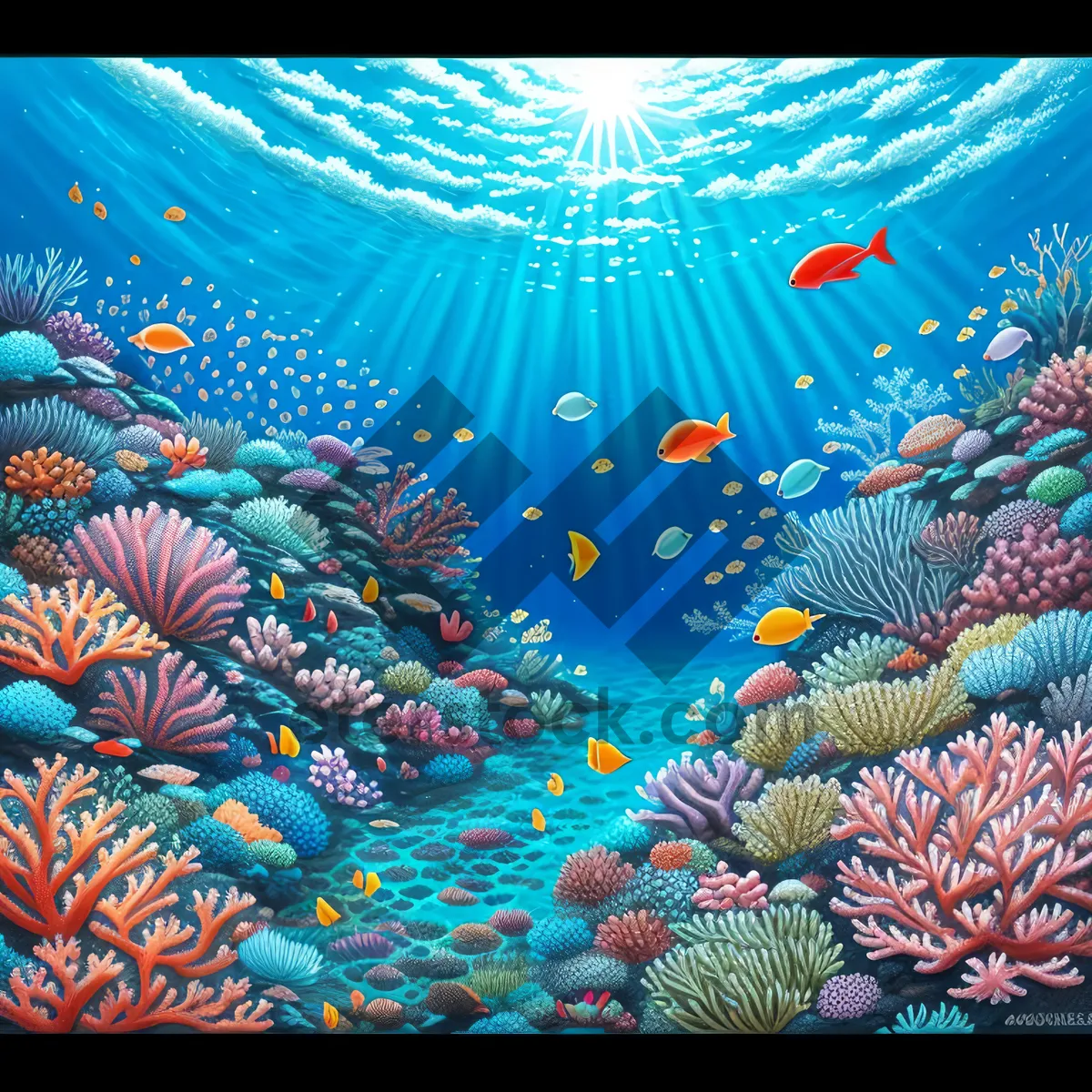 Picture of Colorful Underwater Fish Reef Graphic Display