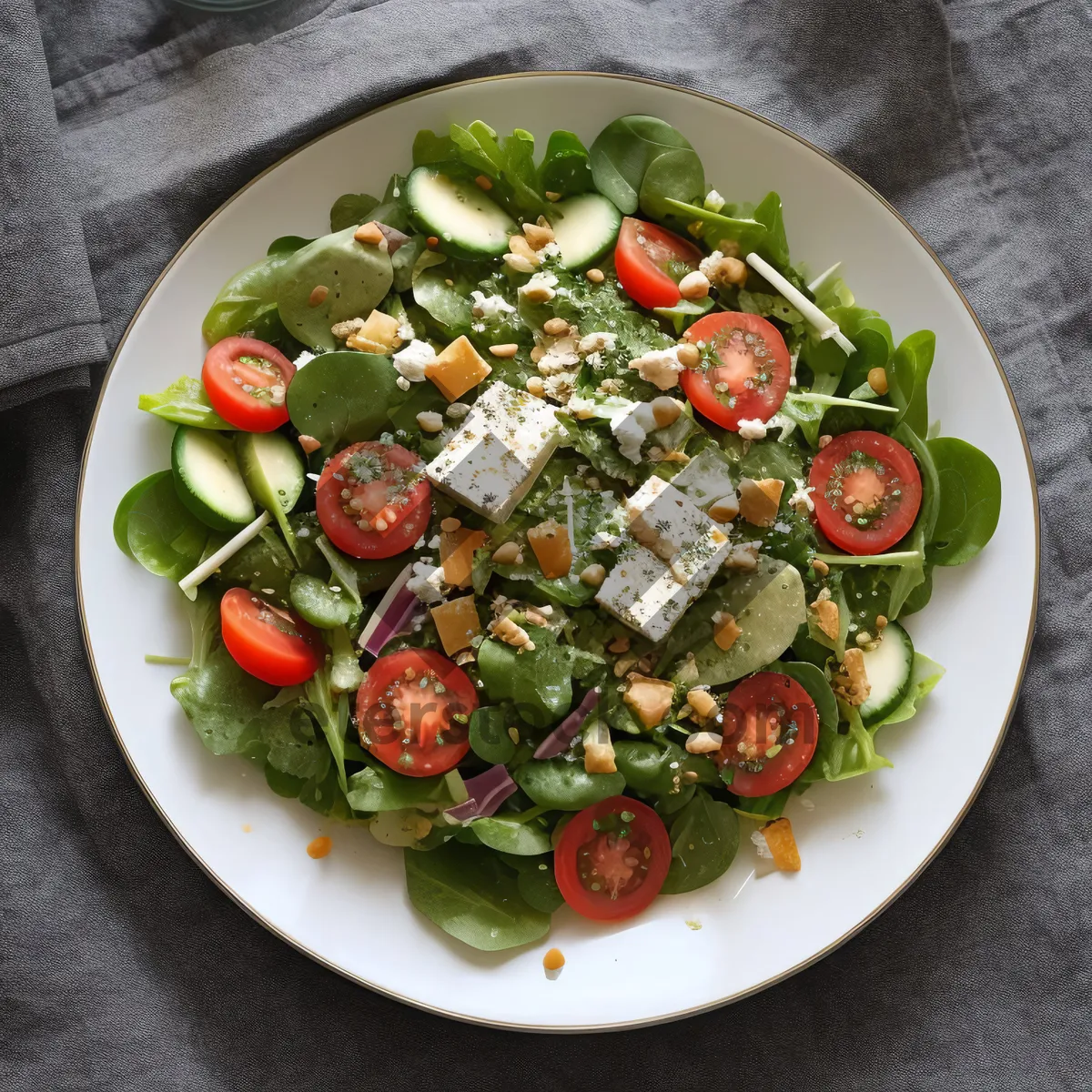 Picture of Fresh Salad Plate with Vegetables and Cheese