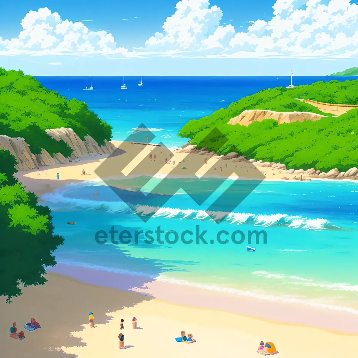 Picture of Turquoise Coastline Bliss: Serene Beach Oasis