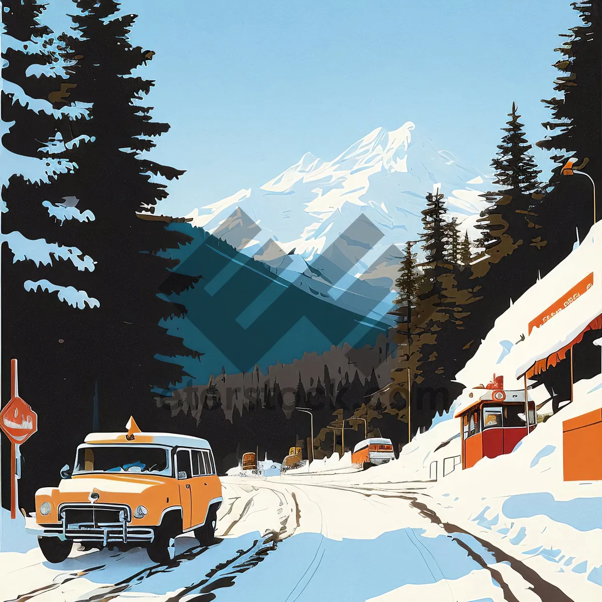 Picture of Snow-covered Alpine Peaks in Winter Wonderland