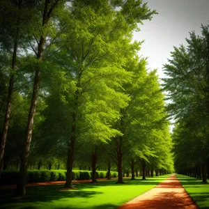 Serene Forest Pathway Under Summer Sunlight