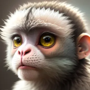 Curiosity-filled cute monkey with fluffy fur and inquisitive eyes