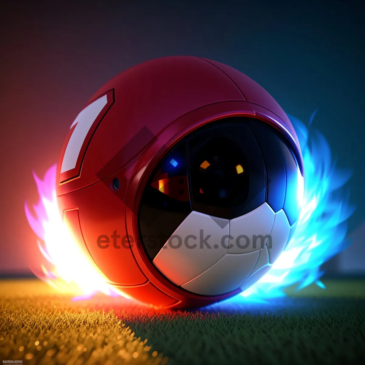 Picture of Shiny Soccer Ball Icon in Bright Silhouette