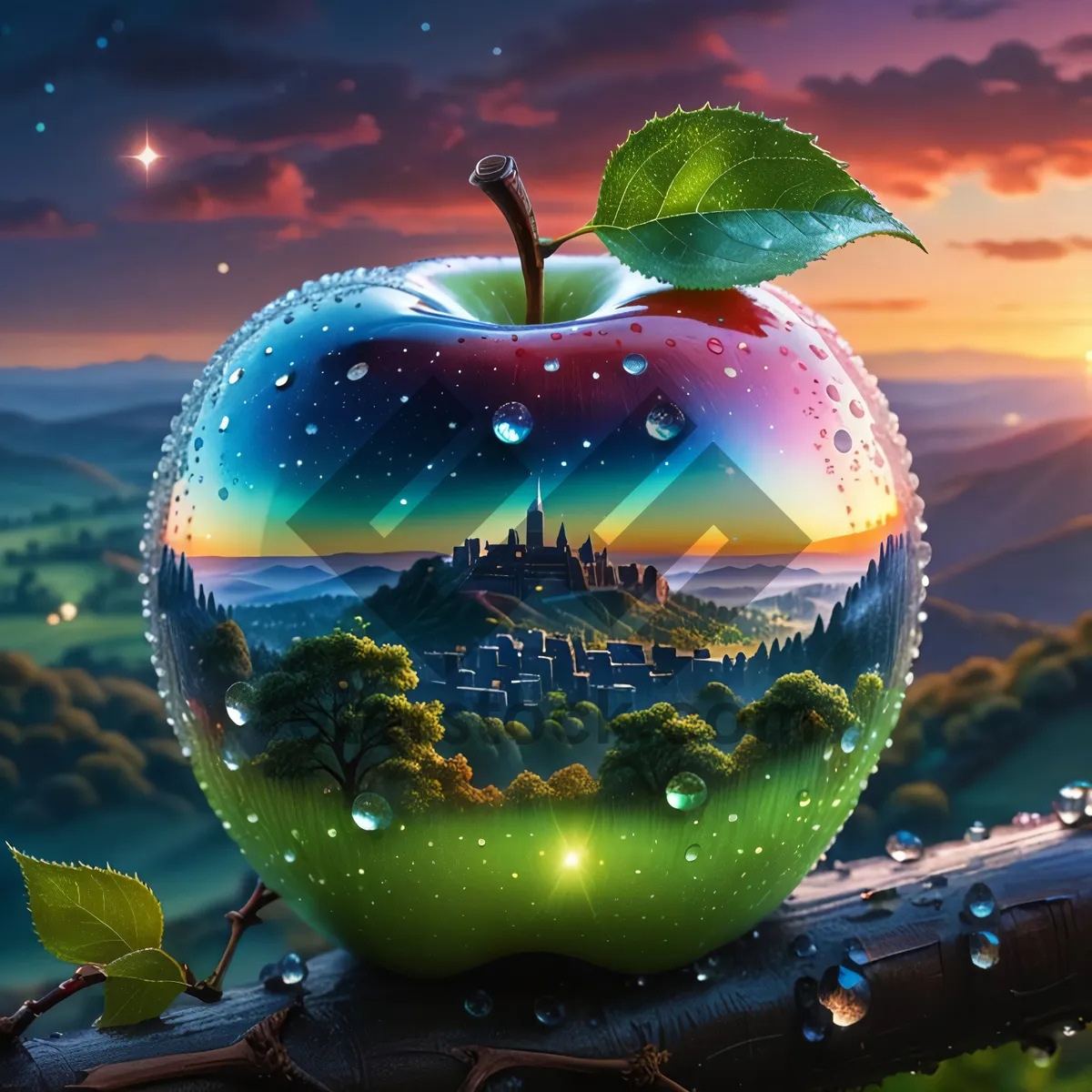 Picture of Juicy Granny Smith apple, fresh and delicious