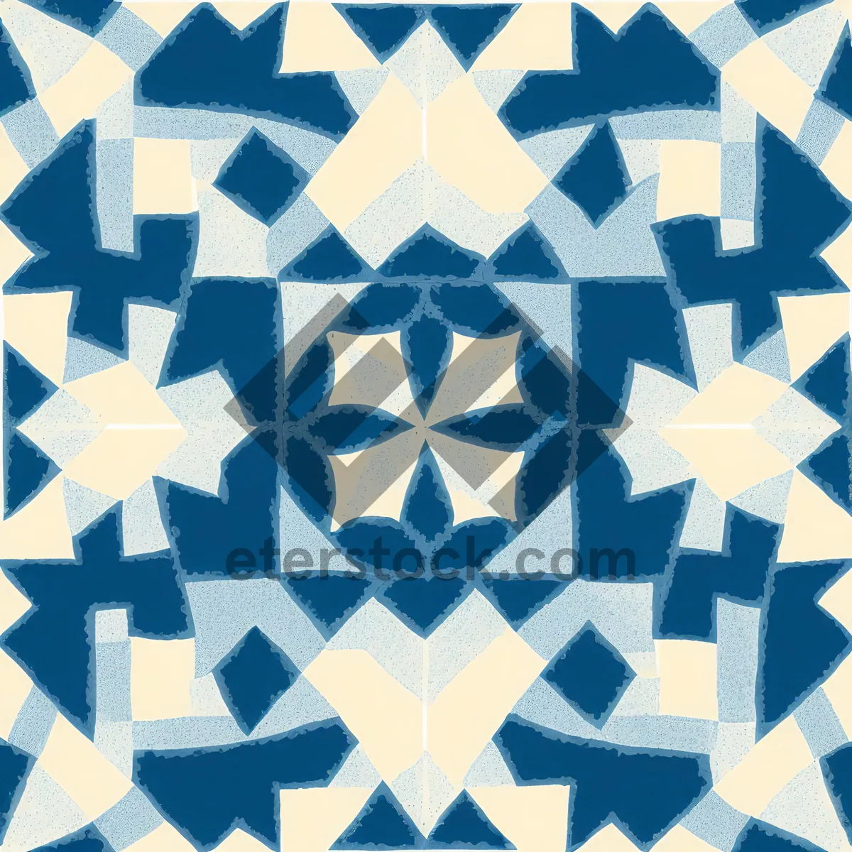 Picture of Geometric Vintage Floral Tile Pattern Wallpaper Design