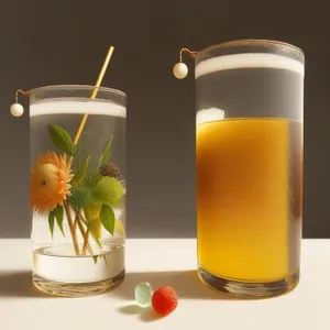 Refreshing Golden Fruit Beverage with Bubbles