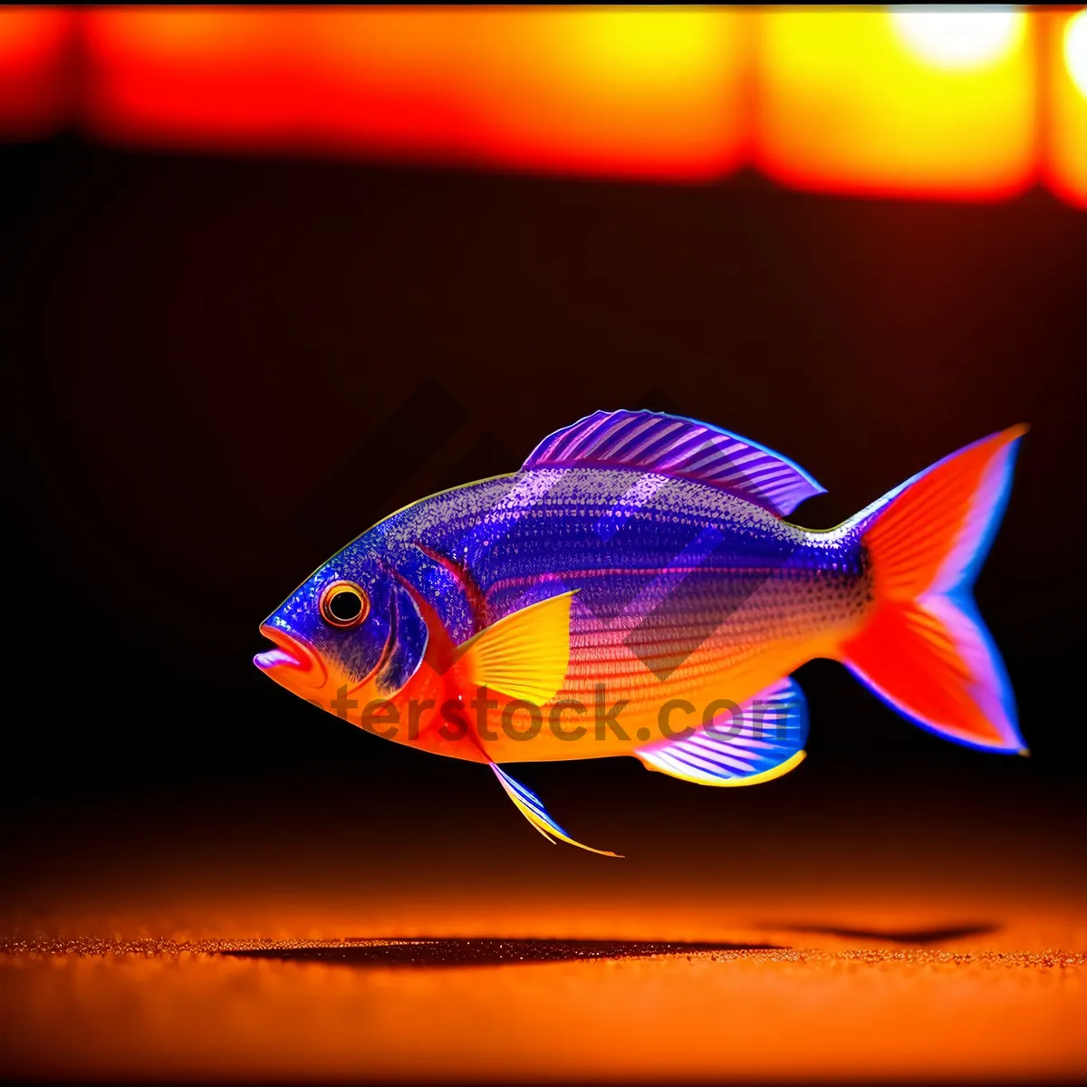 Picture of Vibrant Goldfish Swimming in Aquarium
