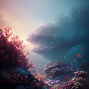 Underwater Sunlit Coral Reef with Tropical Fish