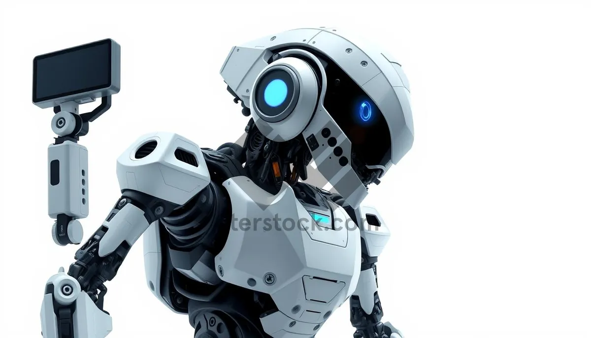 Picture of Modern cute robot automaton character in chrome futuristic world.