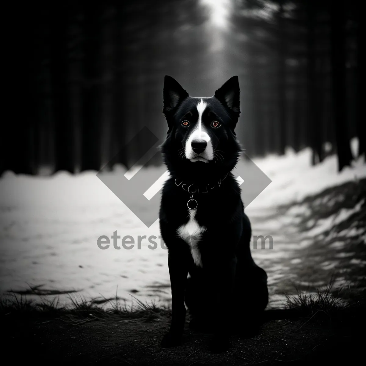 Picture of Adorable black Border Collie Shepherd Dog puppy