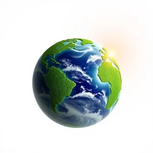 3D Planet Earth Globe Icon with Ocean.