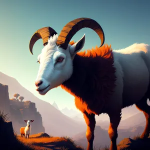 Wandering Ram in Grassy Farm Field