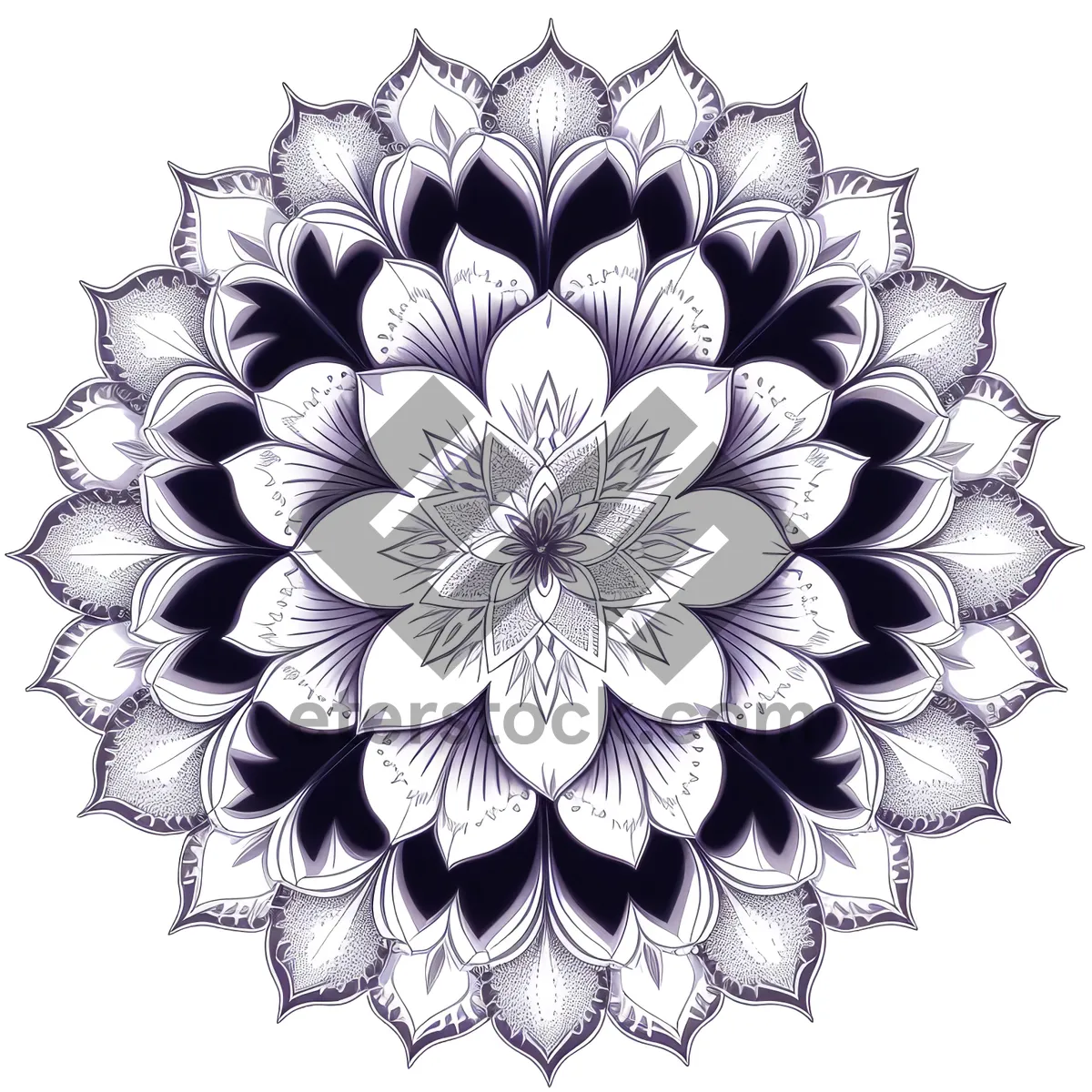 Picture of Floral Lotus Pattern - Retro Art Decor