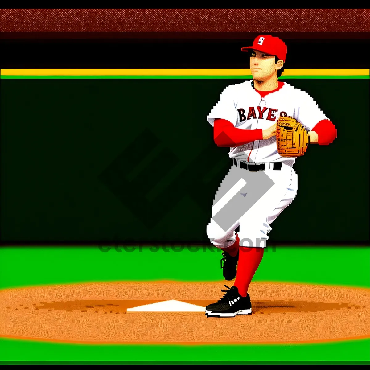 Picture of Active Athlete with Baseball Equipment on Field