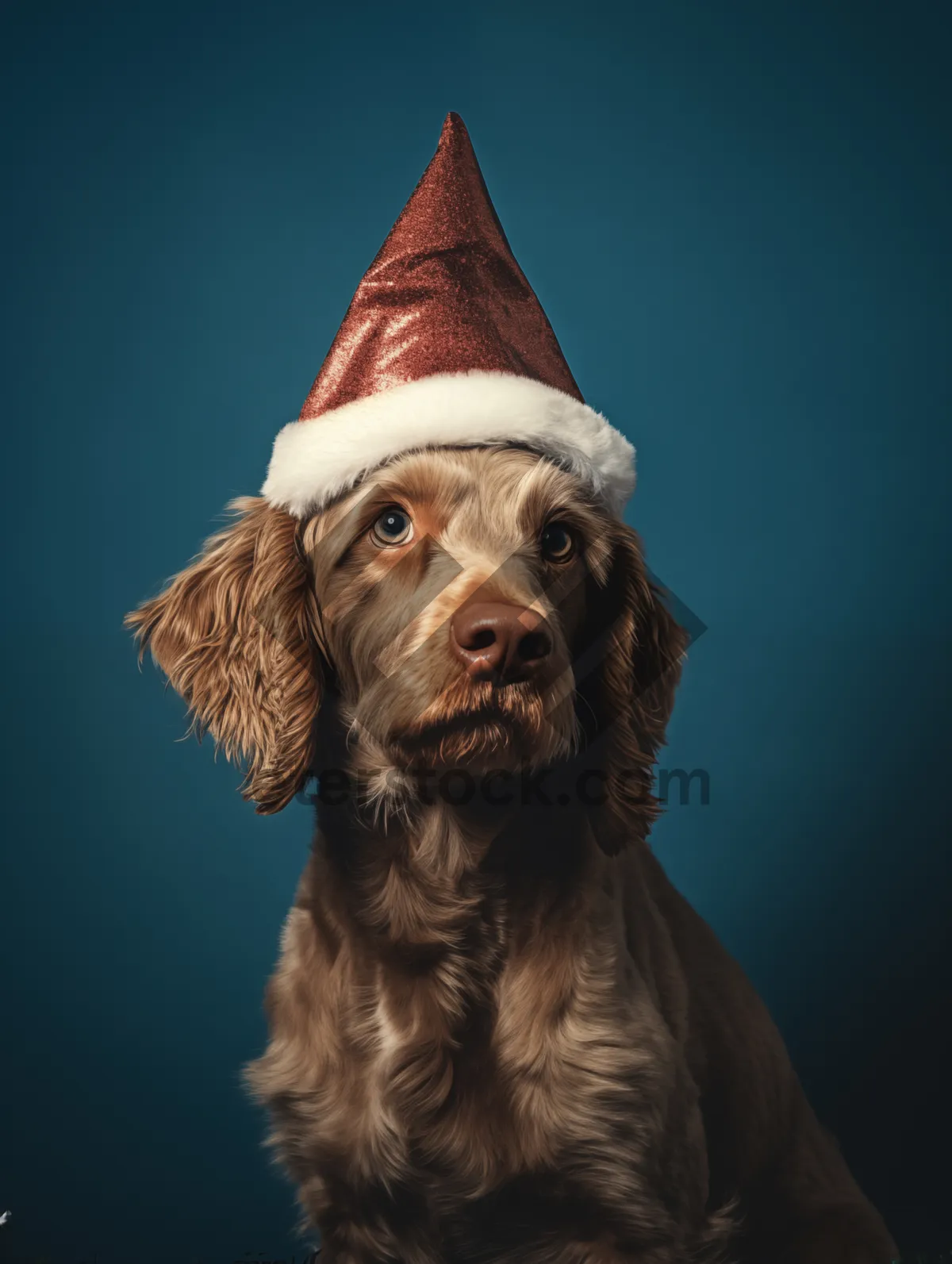 Picture of Brown puppy sitting in a studio portrait shot.